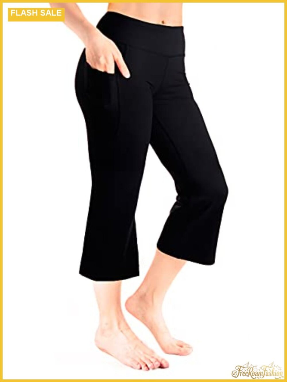 Yogipace Women's Cropped Yoga Pants with Pockets 4-Way Stretch Capri